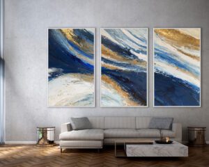 Ambiente Remolinos Abstractos en Azul y Dorado