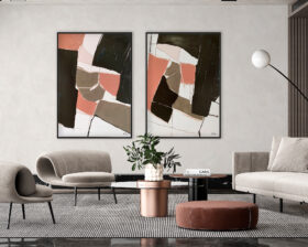 Composición pintura abstracta geométrica en tonos neutros