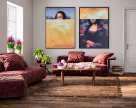 Komposition: moderne abstrakte Interpretation der Mona Lisa