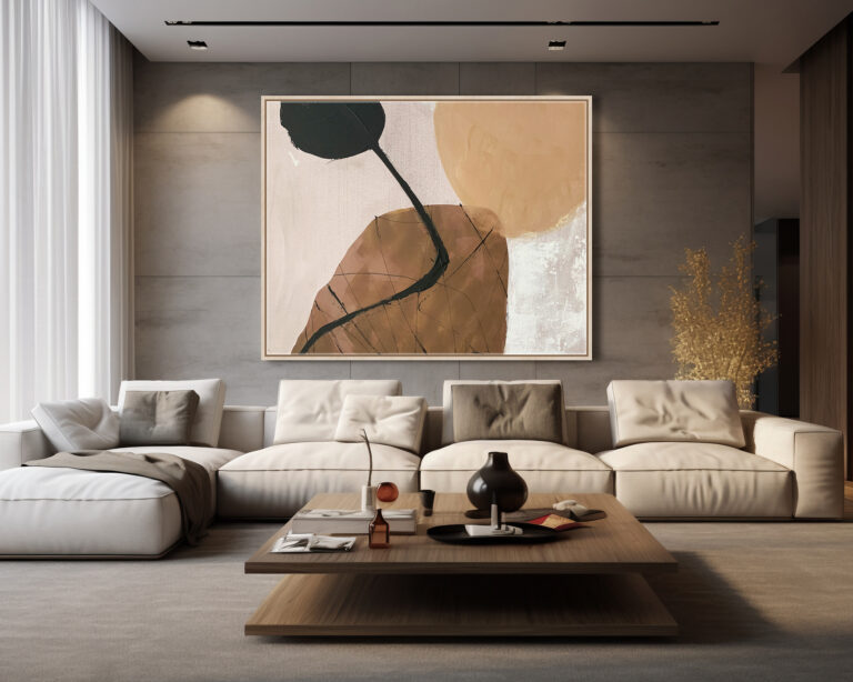 Composición pieza con tono contemporáneo y paleta neutra
