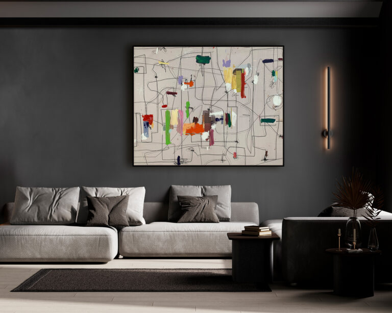 Composición creación de arte moderno con tonos llamativos