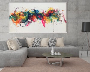 Composición pintura colorida en técnica fluida