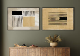 Obra minimalista con tonos neutros