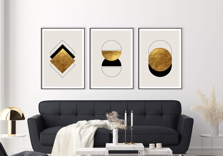 Diseño abstracto en dorado y negro