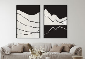 Minimalist abstract piece in black and white