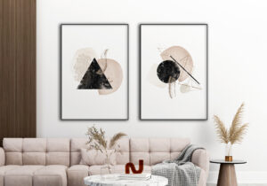 Arte geométrico abstracto con tonos tierra