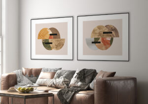 Collage abstracto en tonos tierra