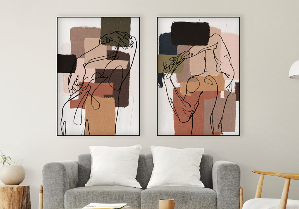 Abstrakte Line-Art in neutralen Tönen