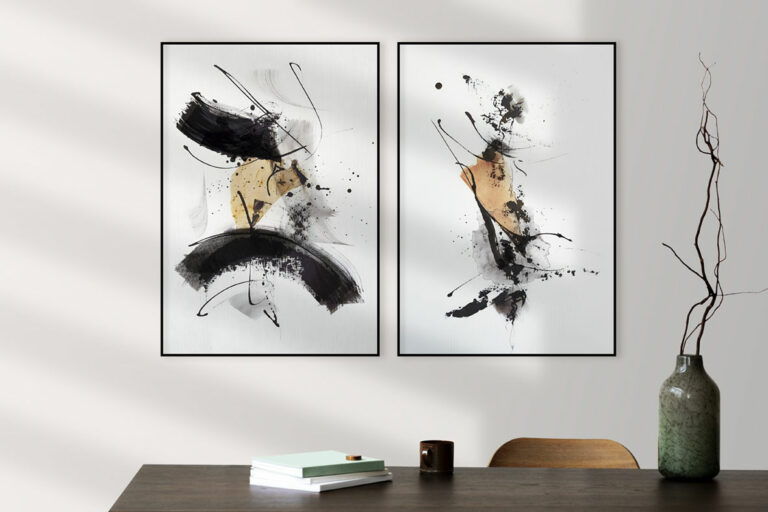 Diseño abstracto en beige y negro