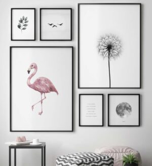 Disposición de arte de pared minimalista y natural