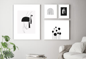 Arte gráfico en blanco y negro minimalista