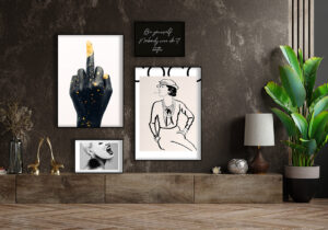 Galería de arte moderna con decoración estilizada