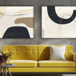 Obra abstracta en beige y negro