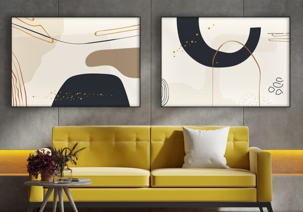 Obra abstracta en beige y negro