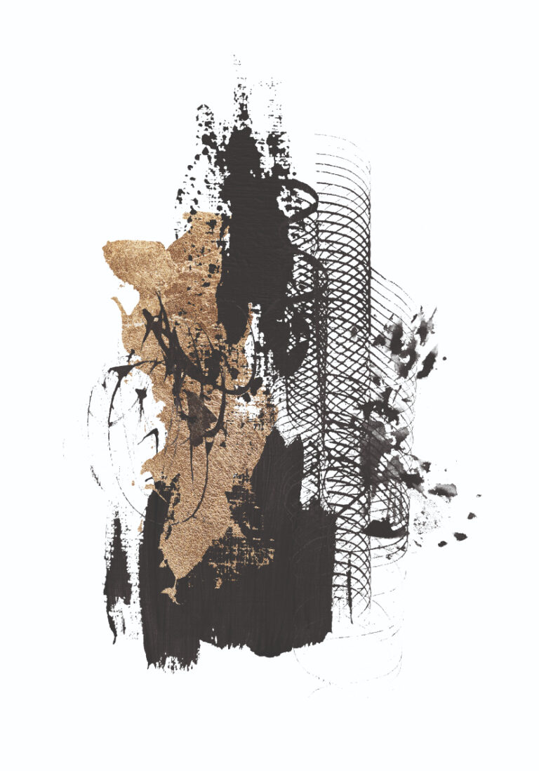 Diseño abstracto en dorado y negro