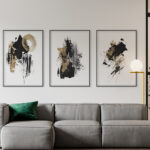 Diseño abstracto en dorado y negro