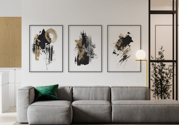 Diseño abstracto en dorado y negro