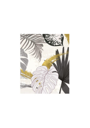 Ilustración botánica abstracta con acentos dorados