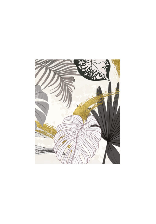 Ilustración botánica abstracta con acentos dorados