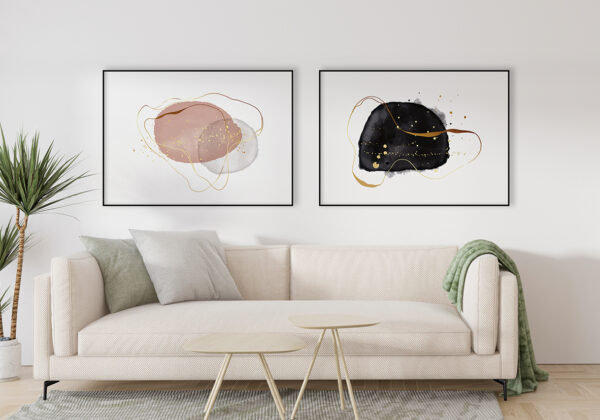 Arte abstracto en negro y dorado