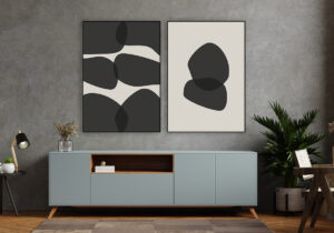 Arte abstracto minimalista con formas geométricas