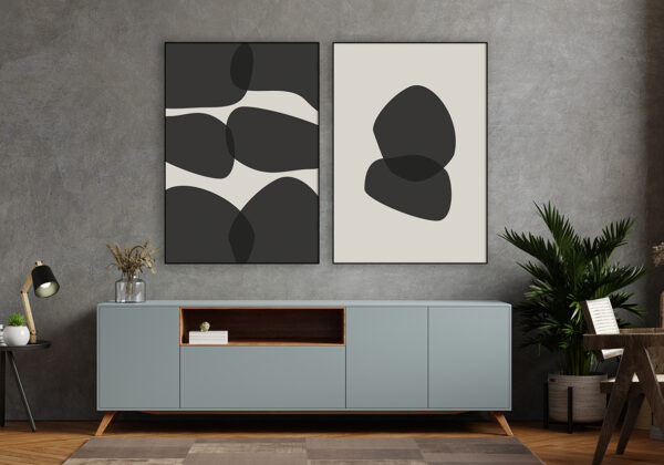 Arte abstracto minimalista con formas geométricas
