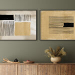 Diseño abstracto minimalista en dorado y negro