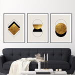 Obra abstracta en dorado y negro