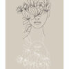 Arte lineal de mujer con flores