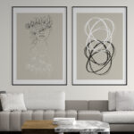 Arte lineal de mujer con flores
