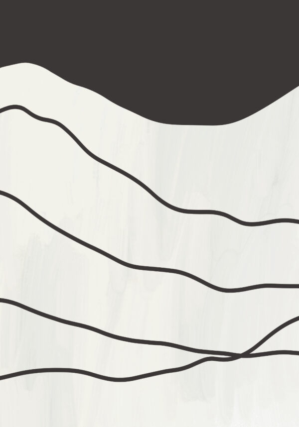 Pieza abstracta minimalista en blanco y negro