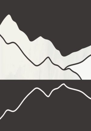Obra monocromática de montaña minimalista