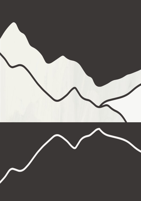 Obra monocromática de montaña minimalista