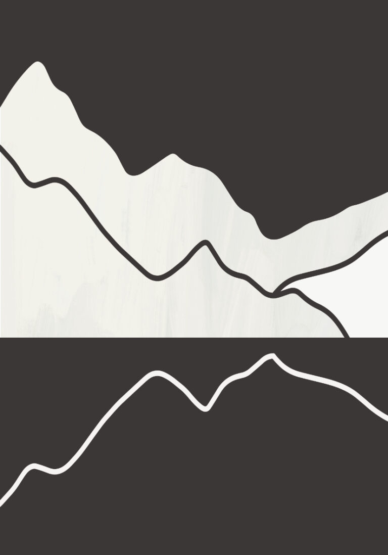 Obra monocromática de montaña minimalista