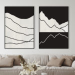 Obra monocromática de montaña minimalista