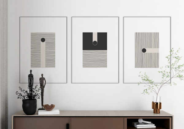 Arte abstracto minimalista con formas geométricas