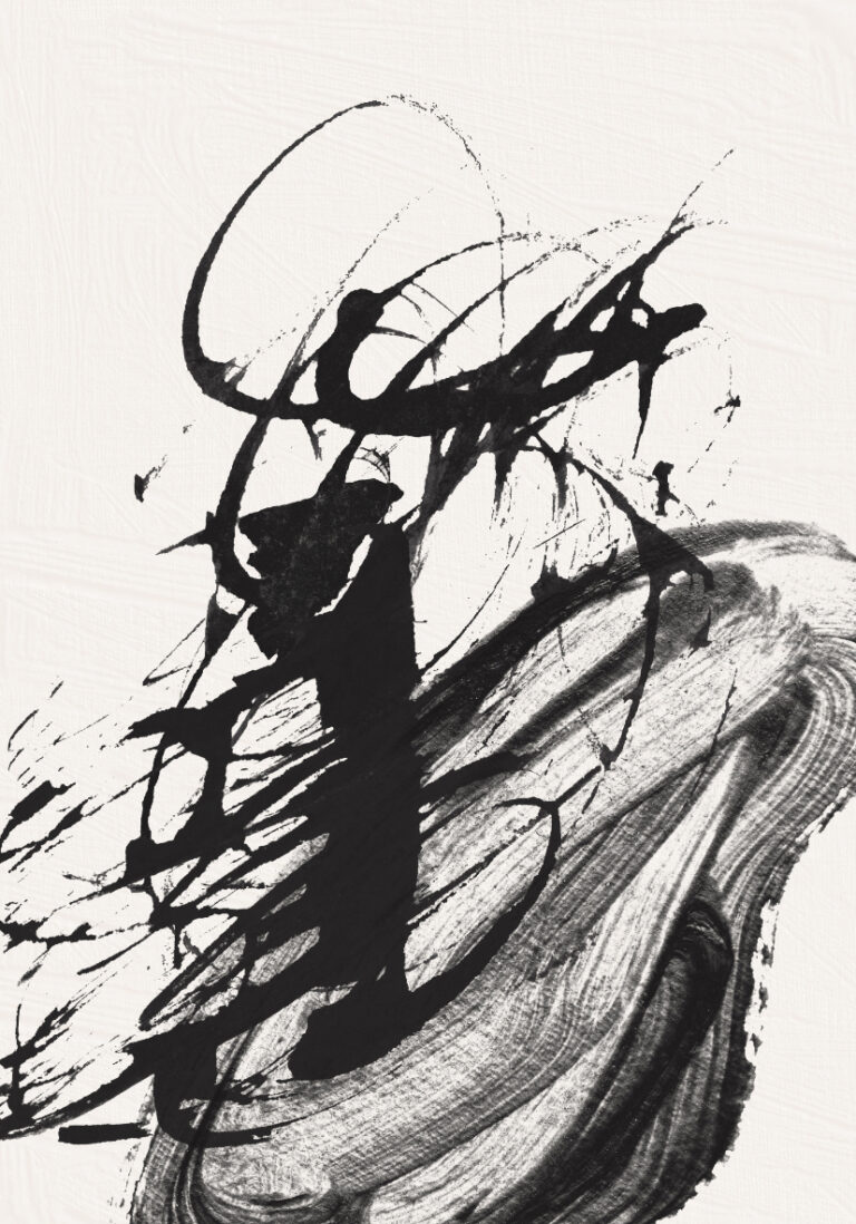 Pieza de arte en tinta negra