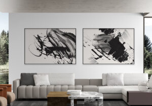 Pinceladas abstractas en blanco y negro