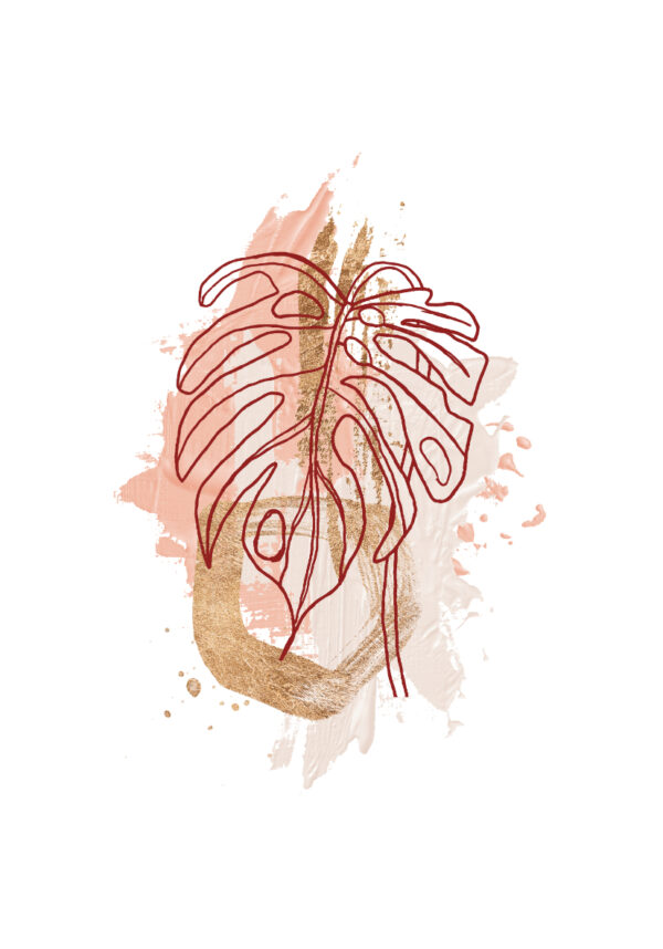 Diseño moderno de hoja en tinta