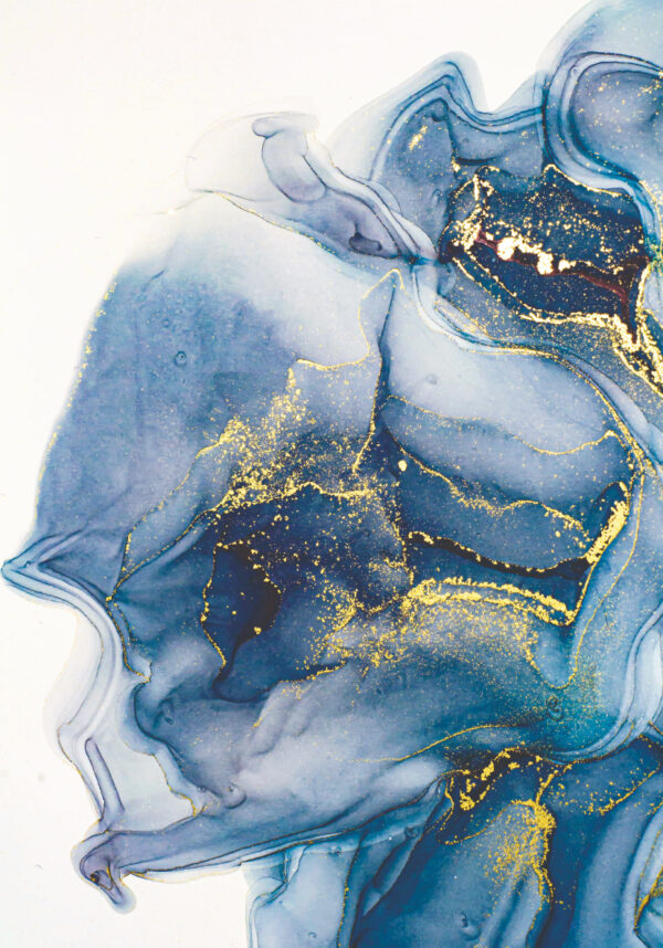 Arte en azul y dorado abstracto