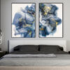 Arte en azul y dorado abstracto