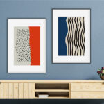 Diseño minimalista abstracto en rojo y gris
