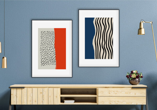 Diseño minimalista abstracto en rojo y gris