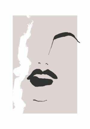 Retrato gráfico minimalista en tinta negra