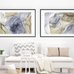 Arte abstracto en beige y azul