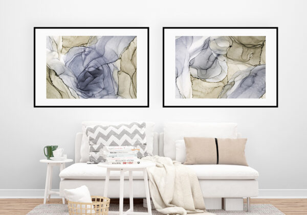 Arte abstracto en beige y azul