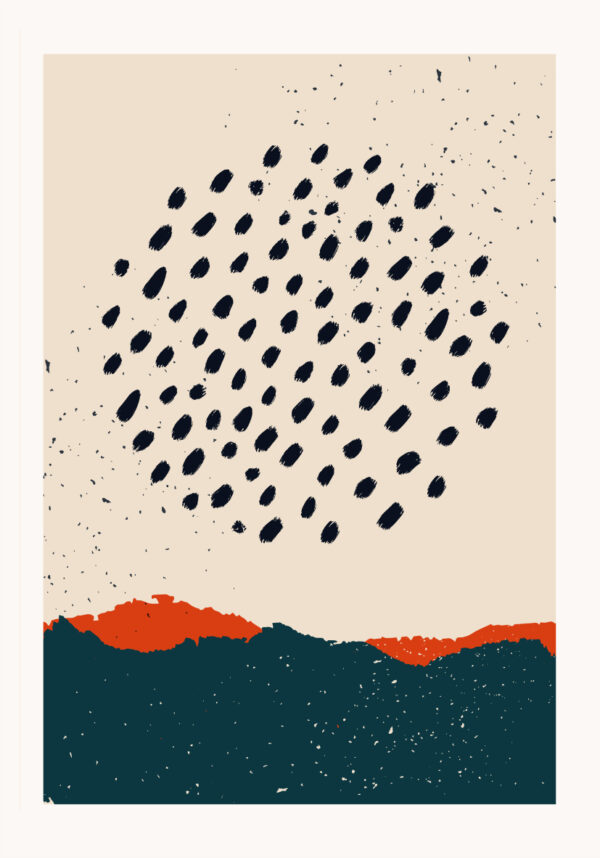 Póster gráfico abstracto con formas geométricas
