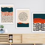 Póster gráfico abstracto con formas geométricas