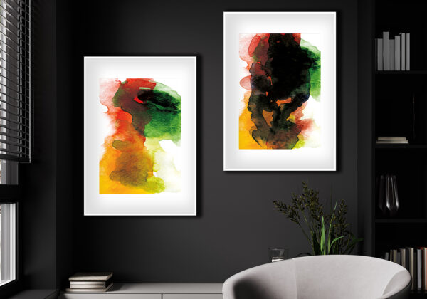Pintura colorida con manchas abstractas