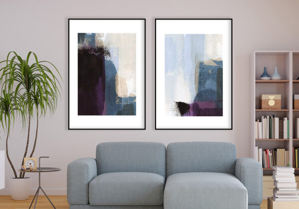 Pintura abstracta en gamas frías